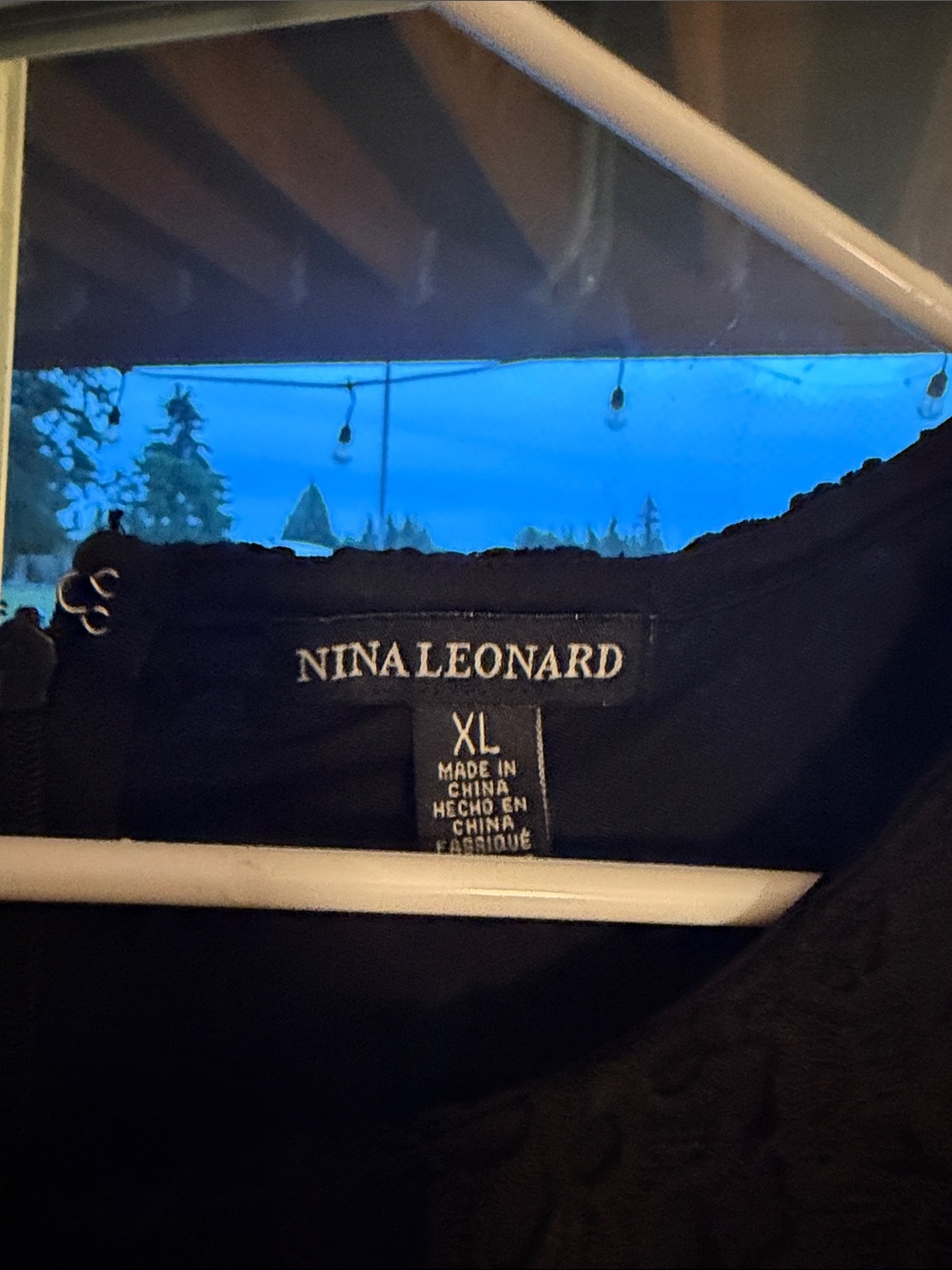 Nina Leonard Black Lace Midi Cocktail Dress with Crochet Overlay - Picture 4 of 4
